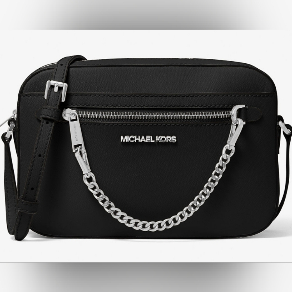 MICHAEL KORS Jet Set Large Zip Chain Saffiano Leather Crossbody Bag NWT